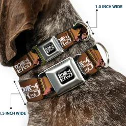 COWBOY BEBOP Title Logo Full Color Black/White Seatbelt Buckle Collar - COWBOY BEBOP Crew Group Pose and Title Logo Blocks
