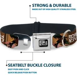 COWBOY BEBOP Title Logo Full Color Black/White Seatbelt Buckle Collar - COWBOY BEBOP Crew Group Pose and Title Logo Blocks