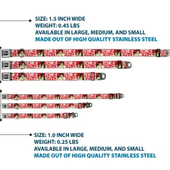 COWBOY BEBOP Title Logo Full Color Black/White Seatbelt Buckle Collar - COWBOY BEBOP Spike and Faye Back to Back Pose and Title Logo Red/White