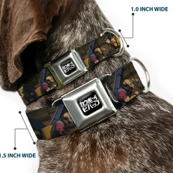 COWBOY BEBOP Title Logo Full Color Black/White Seatbelt Buckle Collar - COWBOY BEBOP Jet Black and Crew Bonsai Tree Scene and Title Logo