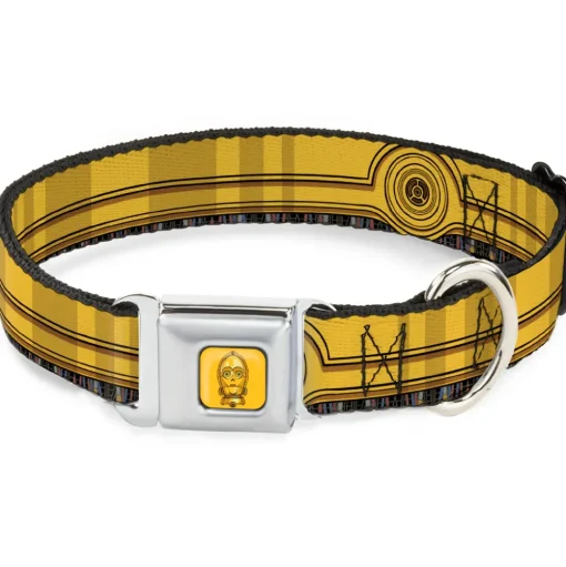 C3-PO Face Full Color Yellows/Black Seatbelt Buckle Collar - Star Wars C3-PO Wires Bounding2 Yellows/Black/Multi Color