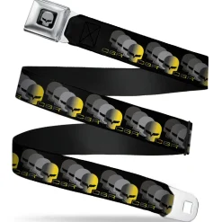 C6R Jake Skull Seatbelt Belt - C6 Racing w/Skull Repeat Black/Yellow/Silver Webbing