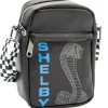 Crossbody Wallet - Carroll Shelby SHELBY Text Super Cobra Black Blue Gray