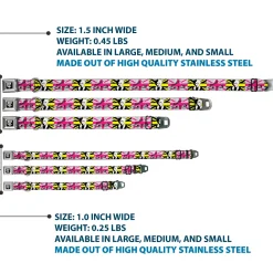 Cruella de Vil CDV Icon Black/White Seatbelt Buckle Collar - CRUELLA DE VIL Safety Pin/Cruell World Pose Union Jack Punk Rock Blocks