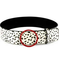 Cruella De Vil Red Cast Buckle - Dalmatian Spots White/Black PU Strap Belt