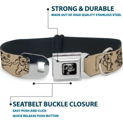 Dancing Bear Black/Silver Seatbelt Buckle Collar - Dancing Bears Hemp/Black