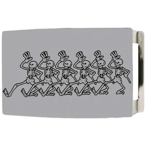 Dancing Skeletons Rock Star Buckle - Brushed Silver