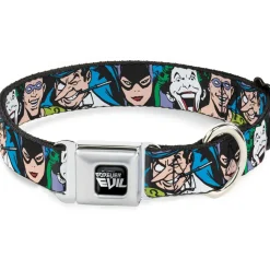 DC COMICS FOREVER EVIL Logo Black/Silver Seatbelt Buckle Collar - Justice League Villains CLOSE-UP
