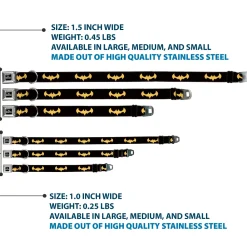 DC LEAGUE OF SUPER-PETS Logo Full Color Black/White Seatbelt Buckle Collar - DC League of Super-Pets Batman Bat Logo Black/Yellow