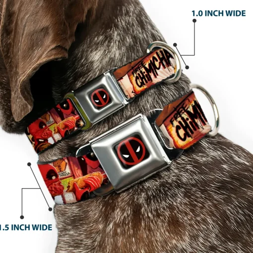 Deadpool Logo Black/Red/White Seatbelt Buckle Collar - Deadpool Kills Deadpool #2 Cover Dynamite Chimichanga