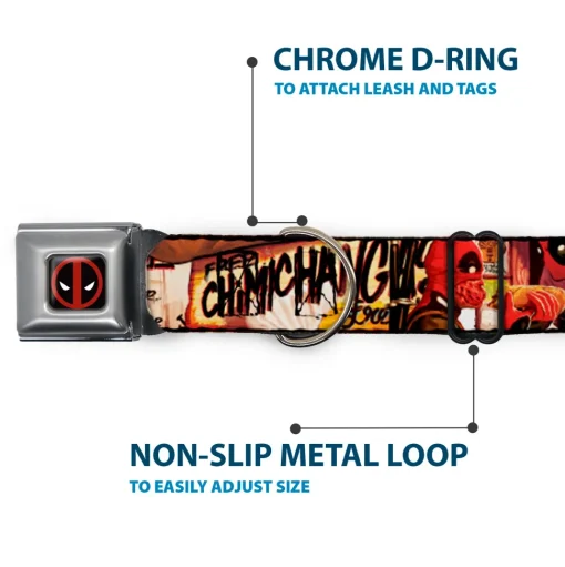 Deadpool Logo Black/Red/White Seatbelt Buckle Collar - Deadpool Kills Deadpool #2 Cover Dynamite Chimichanga