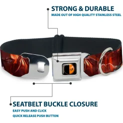 Deadstroke Logo Black/Orange-Red/White Seatbelt Buckle Collar - DEATHSTROKE Pose/BATMAN ARKHAM ORIGINS Logo