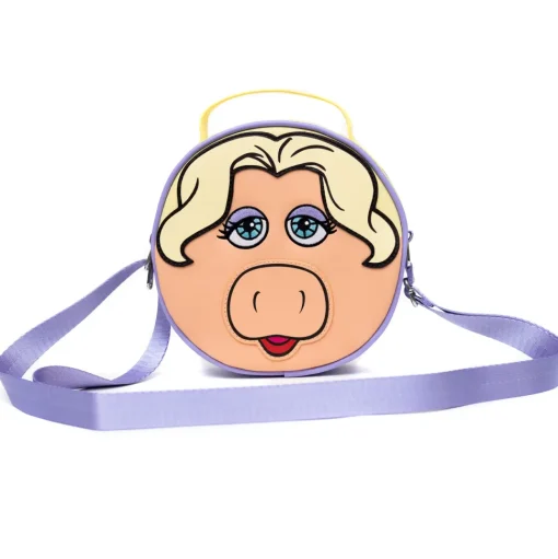 Disney Bag, Cross Body, Round, The Muppets Miss Piggy Face Character Close Up, Lavender, Vegan Leather