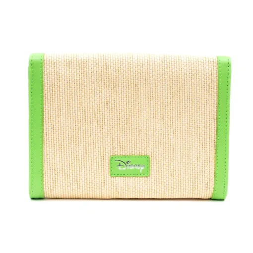 Disney Bag, Horizontal Fold Over Cross Body, Mickey Mouse Embroidered Citrus Ears Lime Green, Raffia Straw