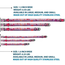 Disney FROZEN II Logo Full Color Purple/White Seatbelt Buckle Collar - Frozen II Swirling Leaves/Floral Trim Purples/Reds