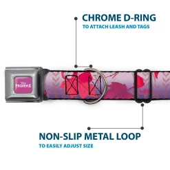 Disney FROZEN II Logo Full Color Purple/White Seatbelt Buckle Collar - Frozen II Swirling Leaves/Floral Trim Purples/Reds
