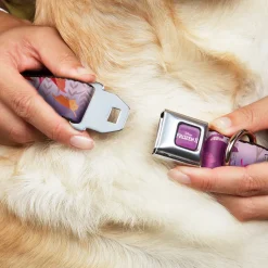 Disney FROZEN II Logo Full Color Purple/White Seatbelt Buckle Collar - Frozen II Swirling Leaves/Floral Trim Purples/Reds