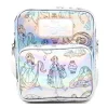 Disney Vegan Leather Cross Body Backpack with Adjustable Strap, Tangled Rapunzel Poses Iridescent Holographic