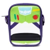 Disney Vegan Leather Cross Body Backpack for Men and Women with Adjustable Strap, Toy Story Buzz Lightyear Character Close Up Purple