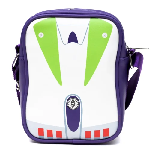 Disney Vegan Leather Cross Body Backpack for Men and Women with Adjustable Strap, Toy Story Buzz Lightyear Character Close Up Purple