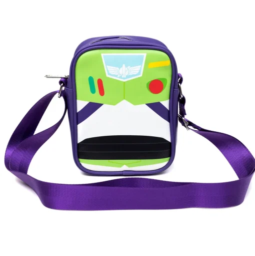Disney Vegan Leather Cross Body Backpack for Men and Women with Adjustable Strap, Toy Story Buzz Lightyear Character Close Up Purple