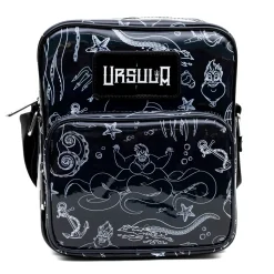 Disney Vegan Leather Cross Body Backpack with Adjustable Strap, The Little Mermaid Villain Ursula Poses Holographic Black/White