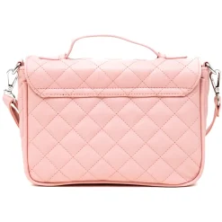 Disney Vegan Leather Fold Over Cross Body Bag for Women, Minnie Mouse Ears and Bow Icon with Mini Faux Pearls, Pink