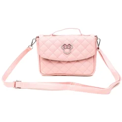 Disney Vegan Leather Fold Over Cross Body Bag for Women, Minnie Mouse Ears and Bow Icon with Mini Faux Pearls, Pink