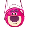 Disney Vegan Leather Round Crossbody Bag with Adjustable Straps, Pixar, Toy Story Lotso Face Character Close Up Furry, Dark Pink