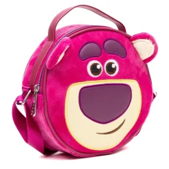 Disney Vegan Leather Round Crossbody Bag with Adjustable Straps, Pixar, Toy Story Lotso Face Character Close Up Furry, Dark Pink