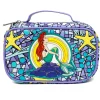 Disney Vegan Leather Travel Cosmetic Bag, Make-Up Bag for Women, The Little Mermaid Ariel Pose Applique Stained Glass Print