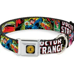 DOCTOR STRANGE MOVIE Doctor Strange Eye of Agamotto Full Color Black Gold Seatbelt Buckle Collar - Classic DOCTOR STRANGE Comic Book Title/4-Poses