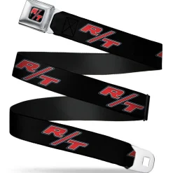 Dodge Challenger R T Emblem Full Color Black White Red Seatbelt Belt - Dodge Challenger R/T Emblem Repeat Black/Blue/White/Red Webbing