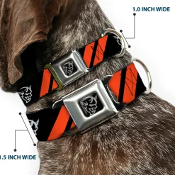 Dodge Demon Icon Full Color Black/White Seatbelt Buckle Collar - Dodge Stripes/Demon Icon Black/Red/White