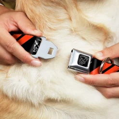 Dodge Demon Icon Full Color Black/White Seatbelt Buckle Collar - Dodge Stripes/Demon Icon Black/Red/White