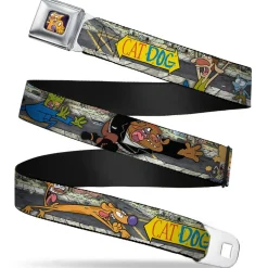 Dog & Cat Pose Full Color Seatbelt Belt - CATDOG Characters Running Webbing