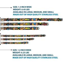 Dog & Cat Pose Full Color Seatbelt Buckle Collar - CatDog Party/Balloons/CATDOG Logo Gray/Black/Multi Color