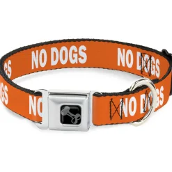 Dog Bone Black/Silver Seatbelt Buckle Collar - Pet Quote NO DOGS Orange/White