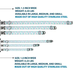 Dog Bone Black/Silver Seatbelt Buckle Collar - Easter Bunnies Smiling Sky Blue