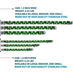 Dog Bone Black/Silver Seatbelt Buckle Collar - Golf Balls/Tees Scattered Green/Multi Color