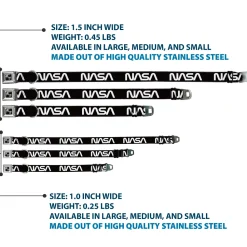 Dog Bone Black/Silver Seatbelt Buckle Collar - NASA Text Black/White