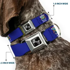 Dog Bone Black/Silver Seatbelt Buckle Collar - Michigan Flag Continuous