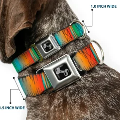 Dog Bone Black/Silver Seatbelt Buckle Collar - Scribble Zarape Fade Brown/Multi Color
