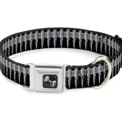 Dog Bone Black/Silver Seatbelt Buckle Collar - Printed Bullets Pattern Black/Gray
