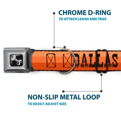 Dog Bone Black/Silver Seatbelt Buckle Collar - Dallas-Raleigh-Tennessee-Austin-Boston Stripes Browns/Black