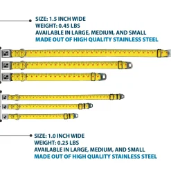 Dog Bone Black/Silver Seatbelt Buckle Collar - Measuring Tape Yellow/Black/Red