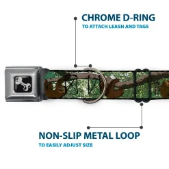 Dog Bone Black/Silver Seatbelt Buckle Collar - Sloth Tree Hanging Posterized
