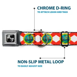 Dog Bone Black/Silver Seatbelt Buckle Collar - Florida Flag Continuous