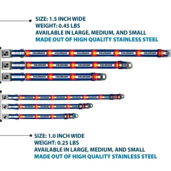 Dog Bone Black/Silver Seatbelt Buckle Collar - COLORADO Text Flag Blue/White/Red/Yellow