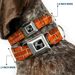 Dog Bone Black/Silver Seatbelt Buckle Collar - Brick Wall
